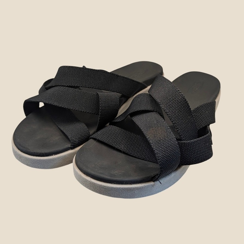 Keen Damaya Lattice Sandals Womens 9.5 Black Grey Strappy Slide 1022634